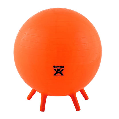 30-1891 Non-Slip Inflatable Exercise Ball with Stability Feet for Exercise, Workout, Core Training, Yoga, Pilates, Active Sitting in Gym, Office, Home or Classroom. Yellow 18"
