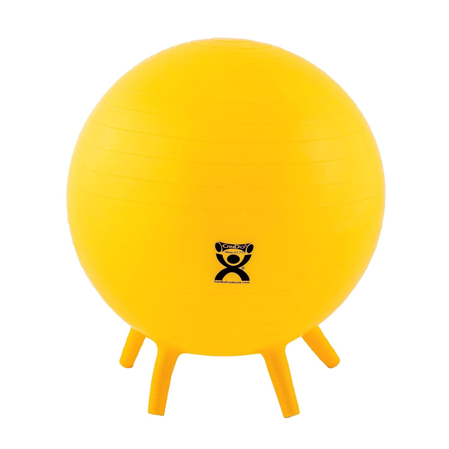 30-1891 Non-Slip Inflatable Exercise Ball with Stability Feet for Exercise, Workout, Core Training, Yoga, Pilates, Active Sitting in Gym, Office, Home or Classroom. Yellow 18"