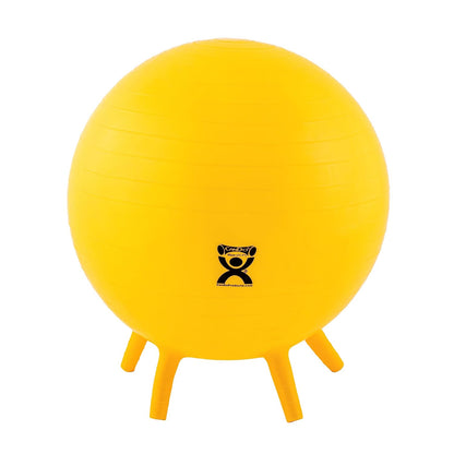 30-1891 Non-Slip Inflatable Exercise Ball with Stability Feet for Exercise, Workout, Core Training, Yoga, Pilates, Active Sitting in Gym, Office, Home or Classroom. Yellow 18"