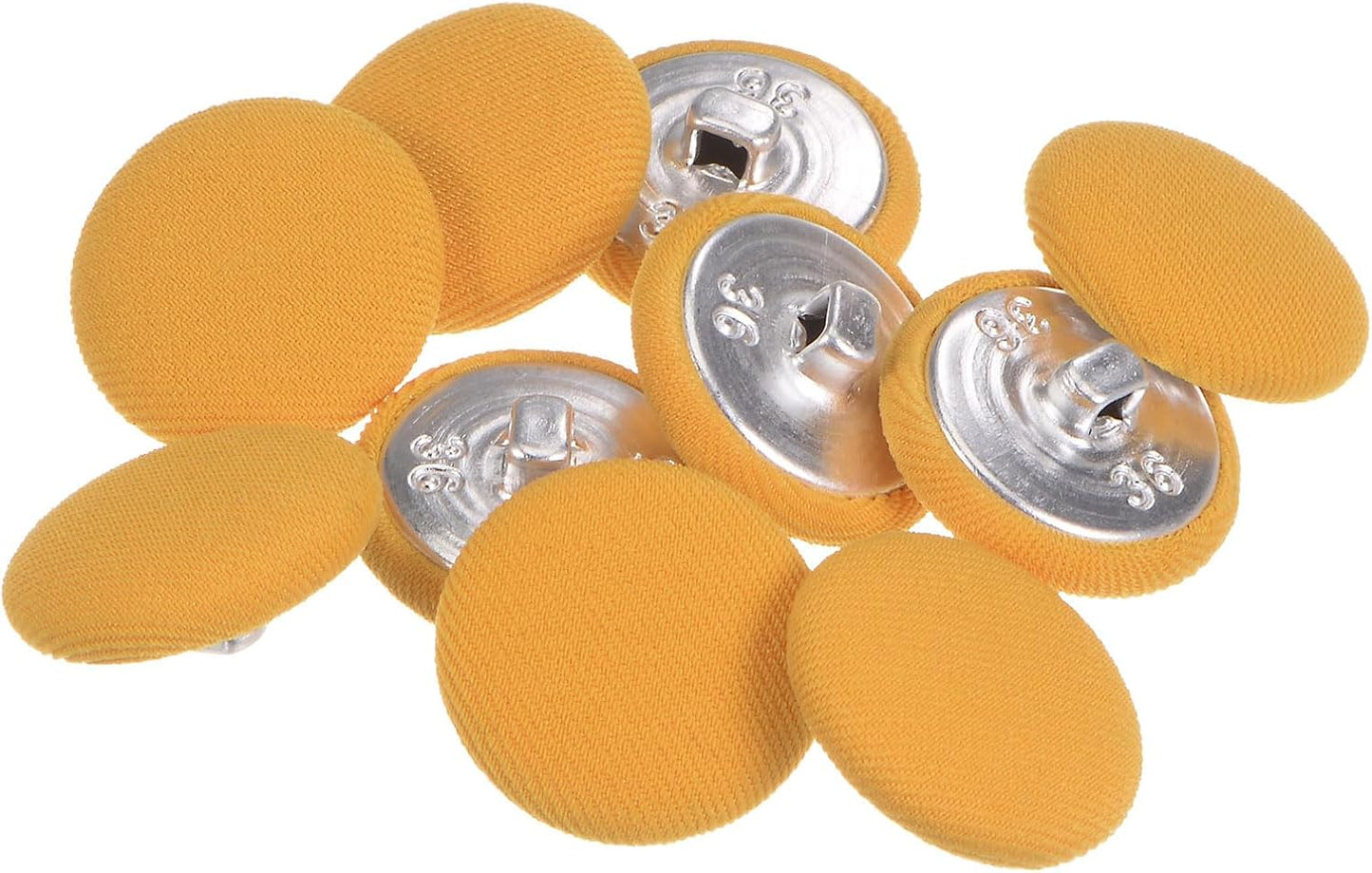 10pcs 36L Fabric Cloth Covered Button 23mm Metal Shank Round Sewing Buttons for Suits Dress Blouses, Yellow