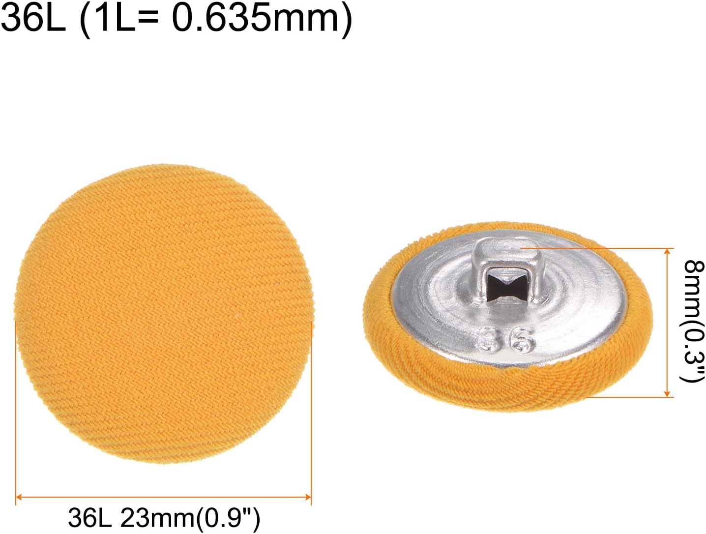 10pcs 36L Fabric Cloth Covered Button 23mm Metal Shank Round Sewing Buttons for Suits Dress Blouses, Yellow