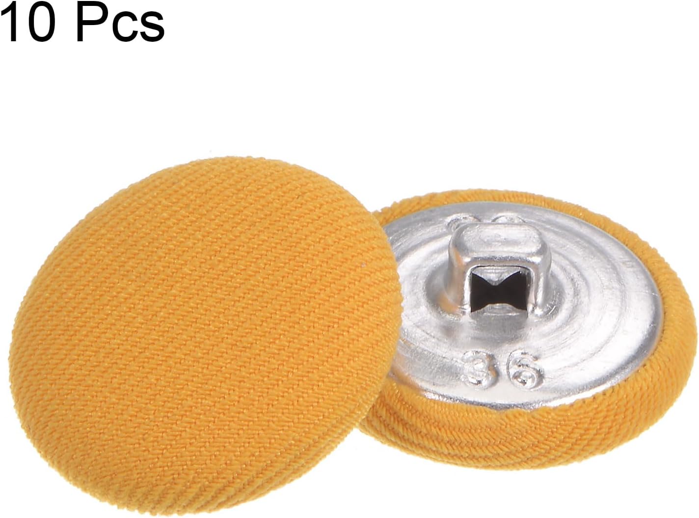 10pcs 36L Fabric Cloth Covered Button 23mm Metal Shank Round Sewing Buttons for Suits Dress Blouses, Yellow