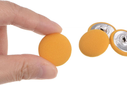10pcs 36L Fabric Cloth Covered Button 23mm Metal Shank Round Sewing Buttons for Suits Dress Blouses, Yellow