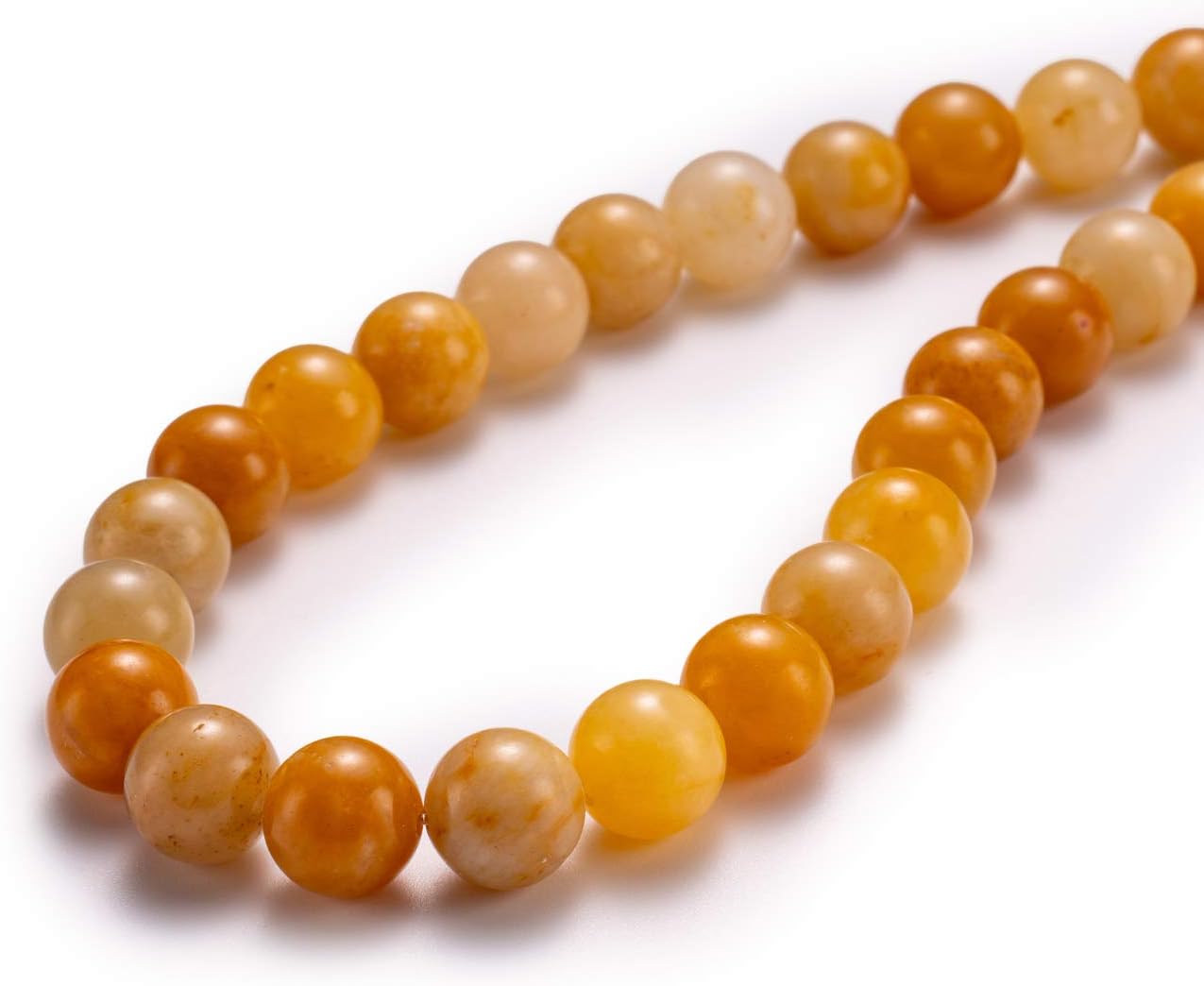 Natural Yellow Jade Stone Round Loose Semi Gemstone Beads for Jewelry Making 10MM 38PCS