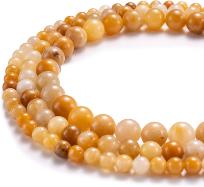 Natural Yellow Jade Stone Round Loose Semi Gemstone Beads for Jewelry Making 10MM 38PCS