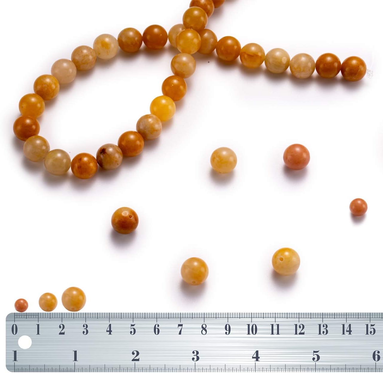 Natural Yellow Jade Stone Round Loose Semi Gemstone Beads for Jewelry Making 10MM 38PCS