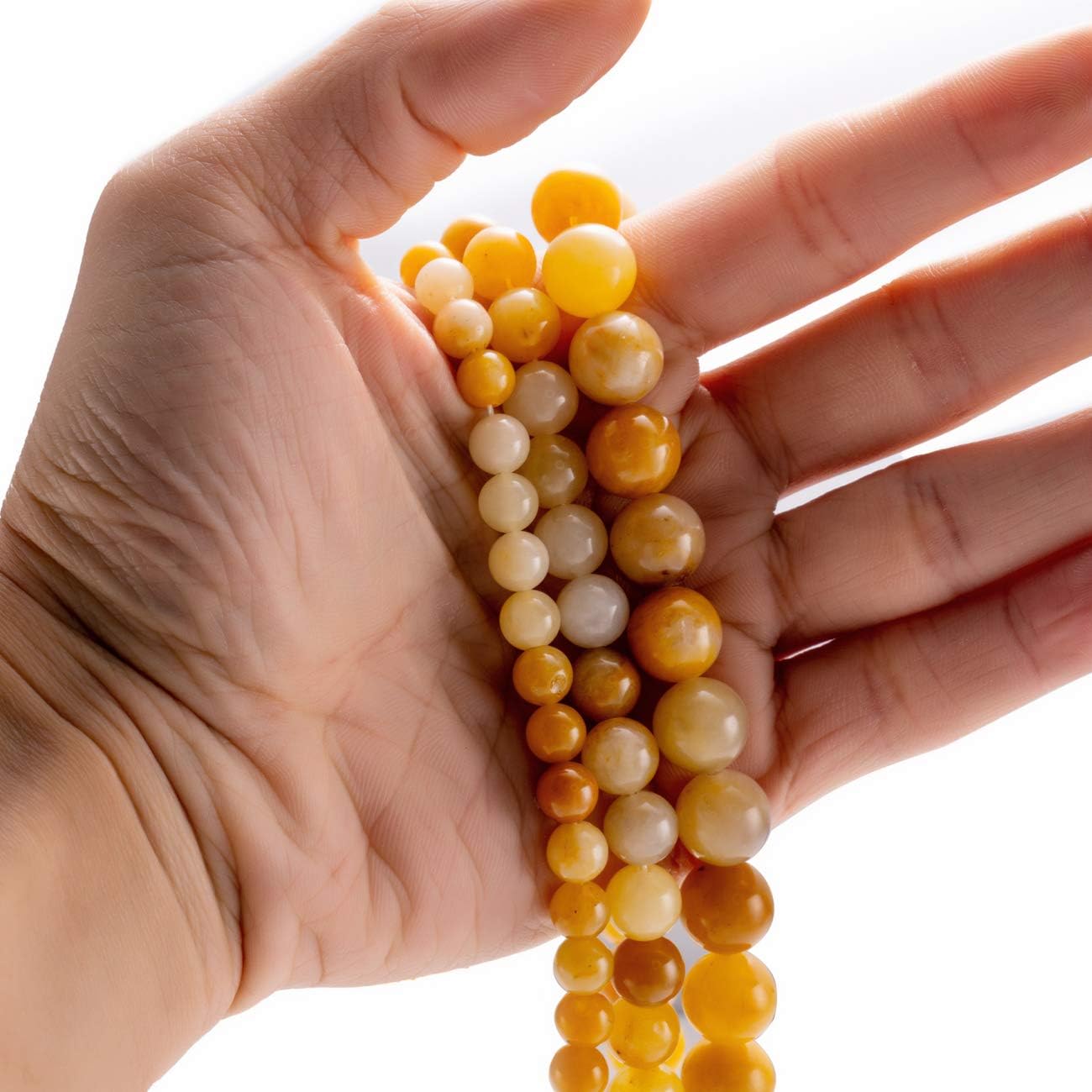 Natural Yellow Jade Stone Round Loose Semi Gemstone Beads for Jewelry Making 10MM 38PCS