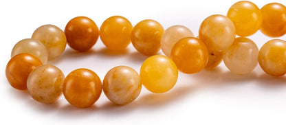 Natural Yellow Jade Stone Round Loose Semi Gemstone Beads for Jewelry Making 10MM 38PCS