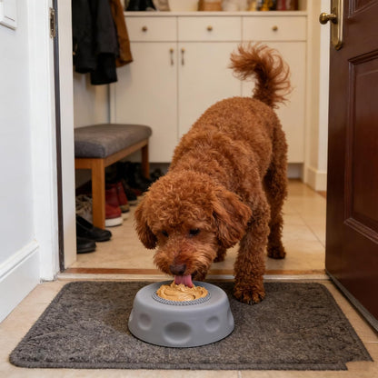 Dog Lick Bowl with Ball,Lick Ball Bowl for Dogs,Dog Licking Bowl with Rolling Ball,Slow Feeder Ball Bowl to Slow Pet Eating,Rolling Ball Dog Bowl Give Pet More Time to Enjoy Eating. (Yellow)
