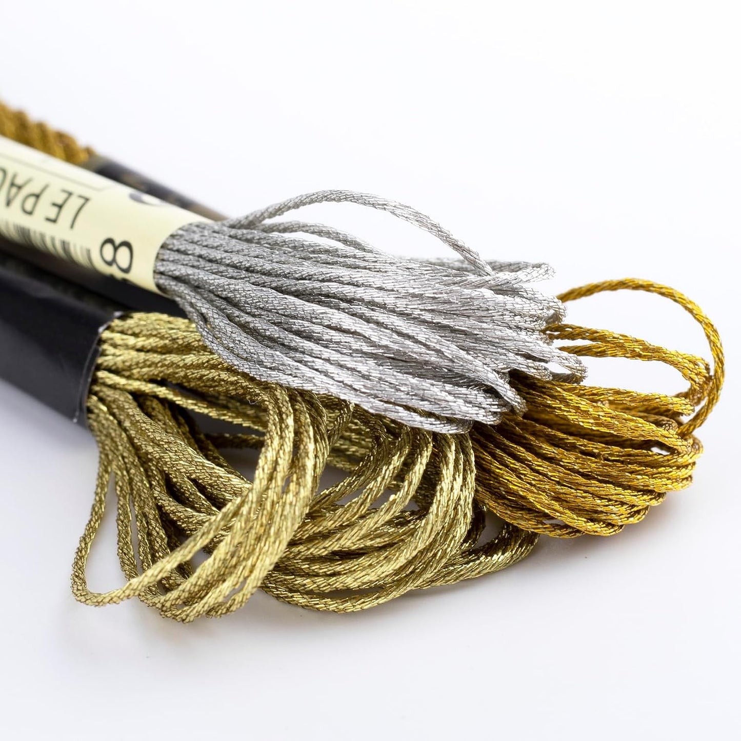 3 Skeins Metallic Embroidery Floss, Glitter Embroidery Thread String, Polyester Cross-Stitch Threads for Hand Embroidery, String Art, DIY Bracelet- Gold & Silver & Yellow