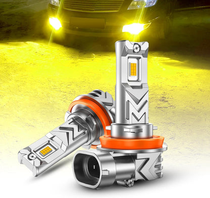 H8/H16/H11 LED Fog Light Bulb Yellow, 17,000 Lumens 3500K Golden Yellow H11 LED Bulb, 800% Brightness, CSP Chips H8 Fog Lights for Car, Clearance Light Marker Light, Play and Plug (Pack of 2)