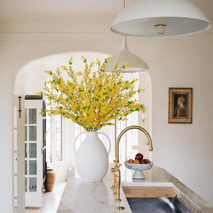 35in Forsythia Long Stem Artificial Flowers for Tall Vase 6PCS | Yellow Artificial Flowers, Silk Forsythia Branches, Flexible Wire Stems, Vase Decor, Home and Wedding Displays
