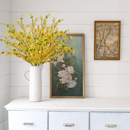 35in Forsythia Long Stem Artificial Flowers for Tall Vase 6PCS | Yellow Artificial Flowers, Silk Forsythia Branches, Flexible Wire Stems, Vase Decor, Home and Wedding Displays