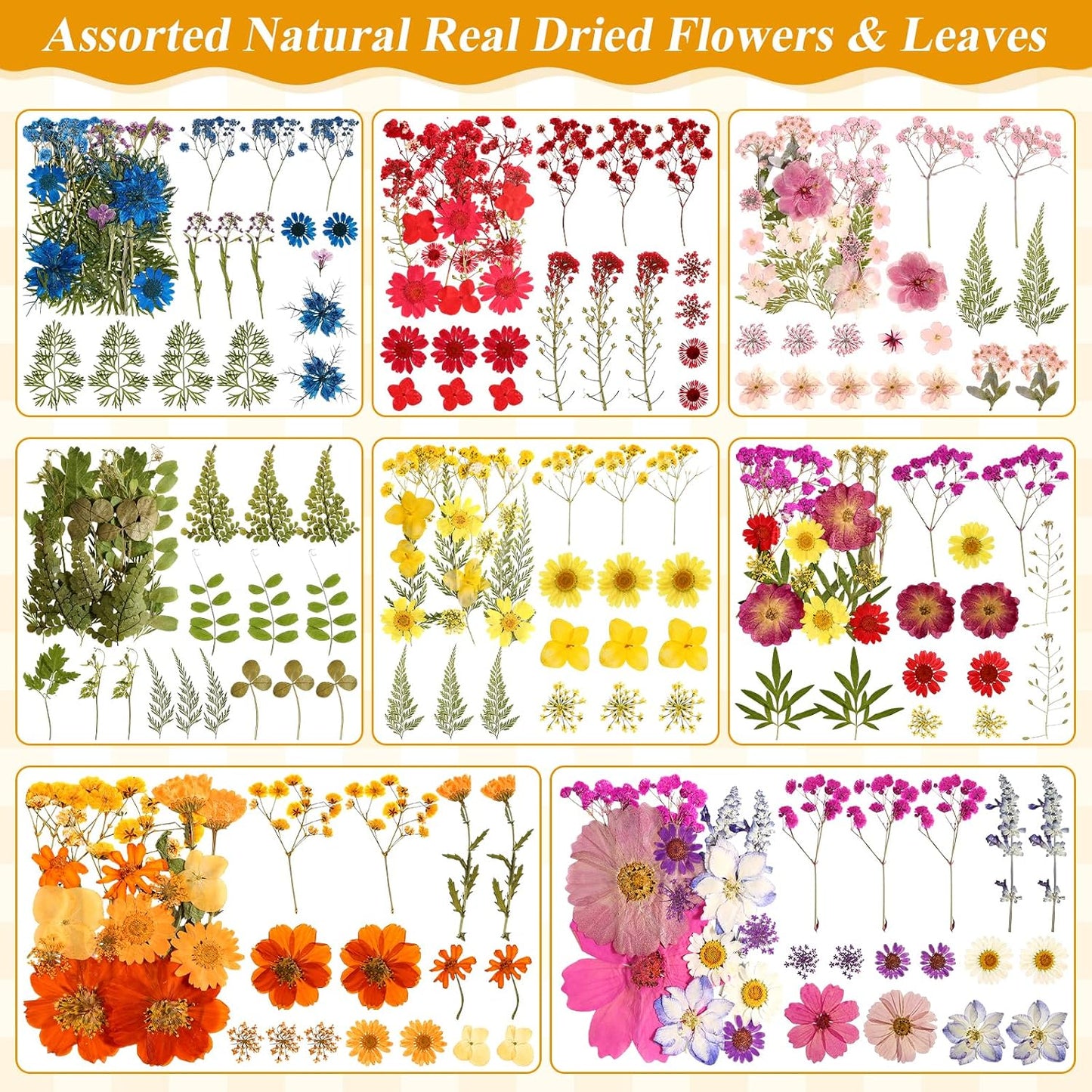 Dried Flowers for Crafts, 331 PCS Dried Pressed Flower Butterfly Stickers with Tweezers Real Natural Pressed Dried Florals Leaves for Resin, Jewelry, Card Making, Soap,Candles, Nail Art, Scrapbooking