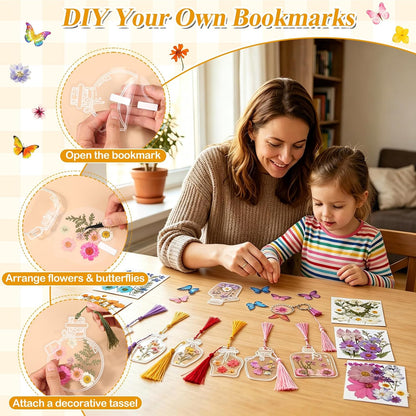 Dried Flowers for Crafts, 331 PCS Dried Pressed Flower Butterfly Stickers with Tweezers Real Natural Pressed Dried Florals Leaves for Resin, Jewelry, Card Making, Soap,Candles, Nail Art, Scrapbooking