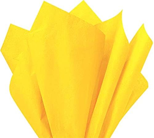 Orange Gift Wrap Tissue Paper | Size: 15 Inch X 20 Inch | Count: 10 Sheets | DIY Craft, Art, Wrapping, Crepe, Decorations, Pom Pom, Packing & Party (Dandelion Yellow)
