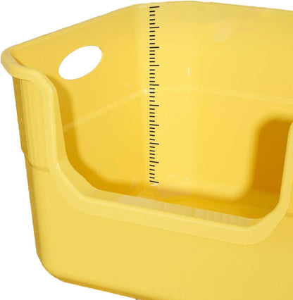Cat Litter Box Litter Pan with Frame Kitten Toilet Splashproof High Sided Pet Litter Tray for Small Medium Large Cats, Yellow