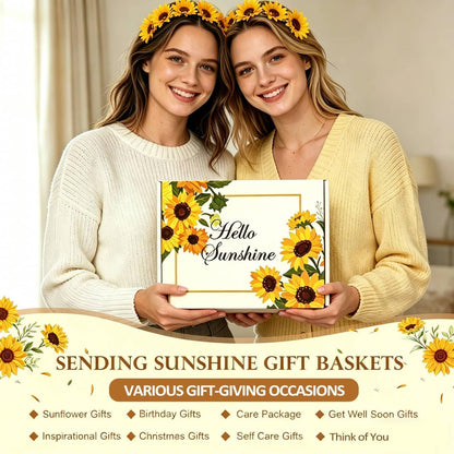Sunflower Birthday Gifts for Women Self Care Gift - 18Pcs Get Well Soon Sympathy Gift Basket Sending Sunshine Unique Spa Gifts Box for Women Care Package, Mothers Day Gifts for Mom Wife Sister Friends