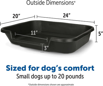 Large Dog Indoor Litter Box Up to 20 Lbs, Blacksmithe Black | Durable & Pet Safe Puppy Litter Box, Indoor Open Top Entry Dog Litter Pan, Comfortable & Great for Dogs, Made in USA