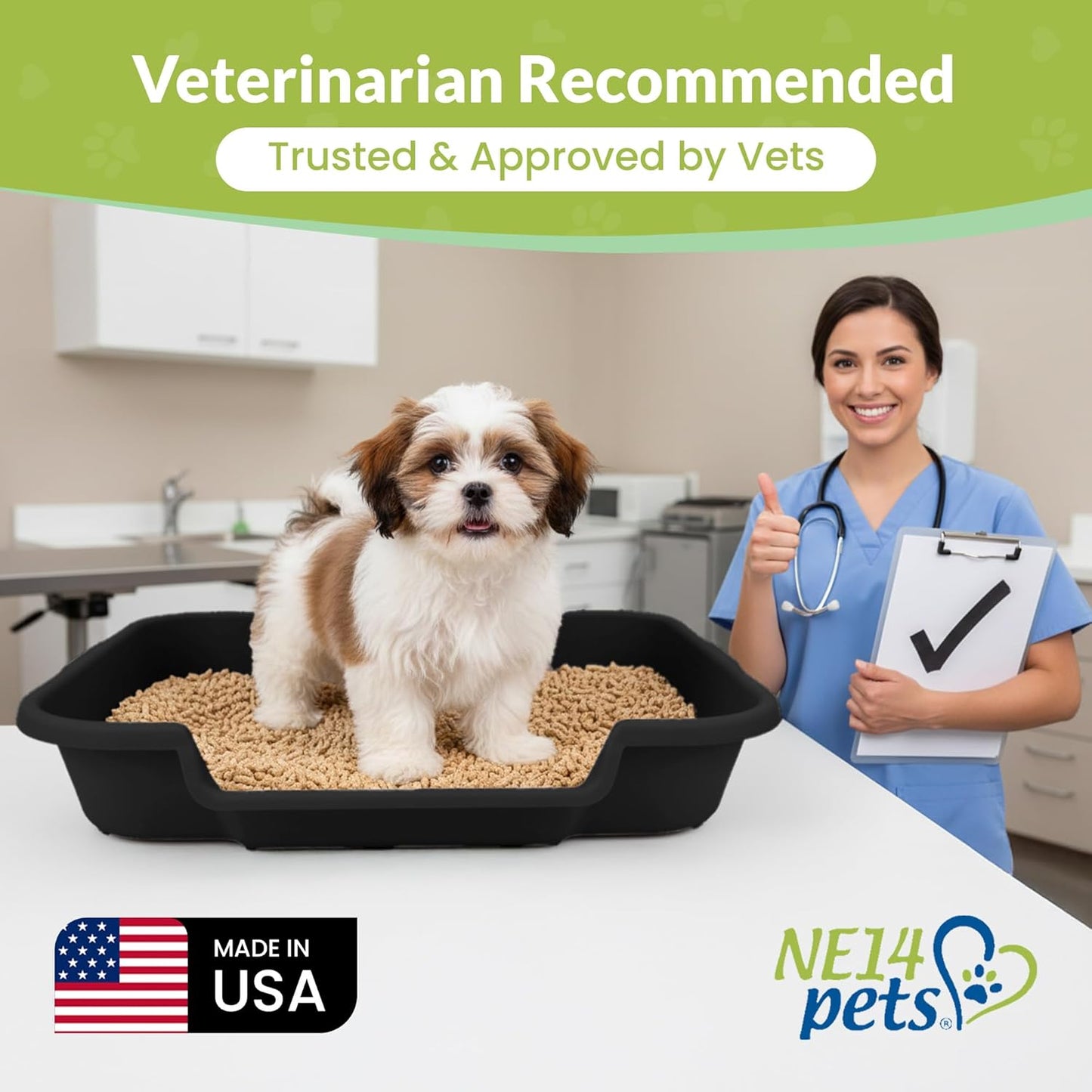 Large Dog Indoor Litter Box Up to 20 Lbs, Blacksmithe Black | Durable & Pet Safe Puppy Litter Box, Indoor Open Top Entry Dog Litter Pan, Comfortable & Great for Dogs, Made in USA