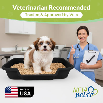 Large Dog Indoor Litter Box Up to 20 Lbs, Blacksmithe Black | Durable & Pet Safe Puppy Litter Box, Indoor Open Top Entry Dog Litter Pan, Comfortable & Great for Dogs, Made in USA
