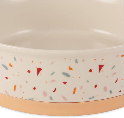 Ceramic Food Bowls, Non-Slip & Dishwasher Safe, Medium Set, 6x2 Terrazzo