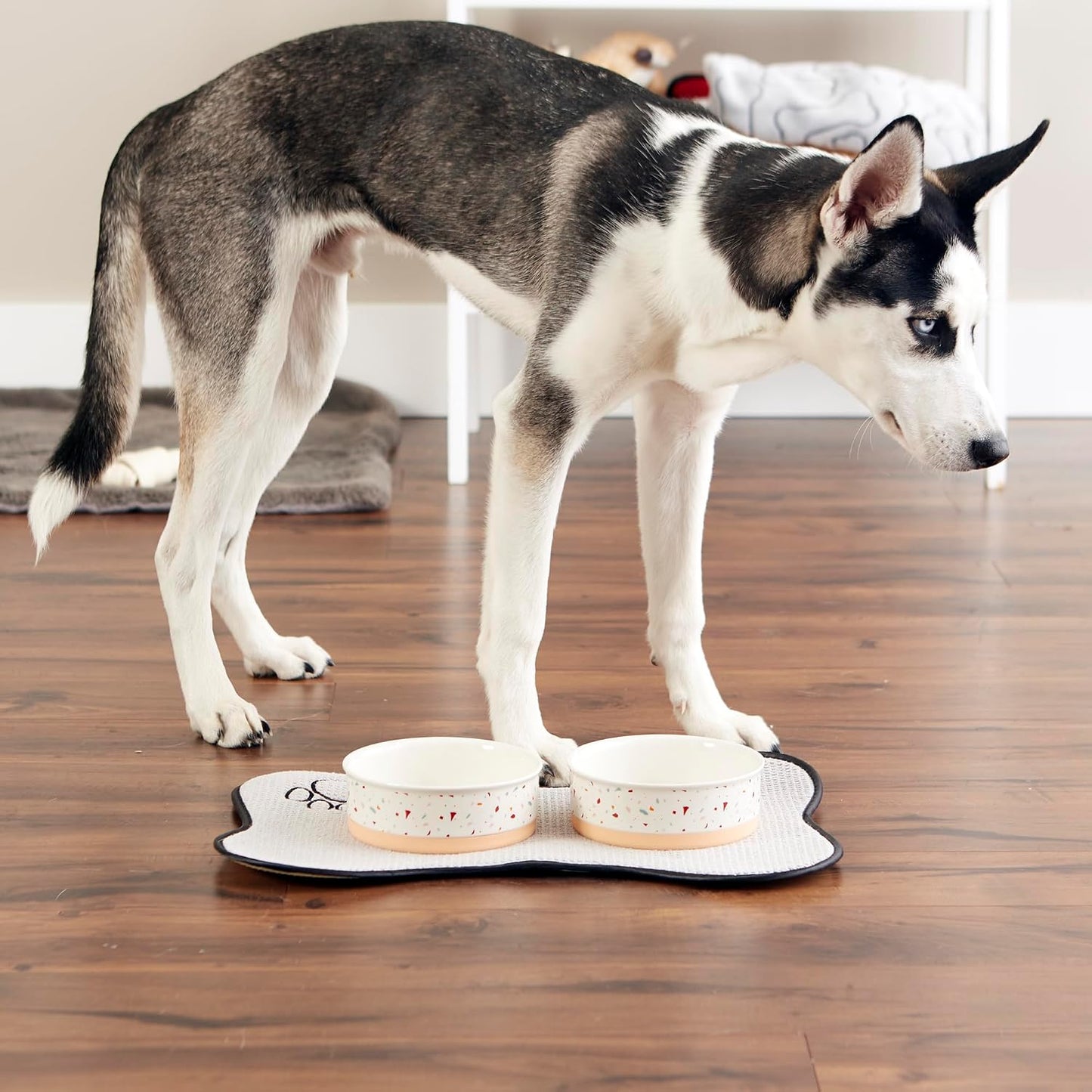 Ceramic Food Bowls, Non-Slip & Dishwasher Safe, Medium Set, 6x2 Terrazzo