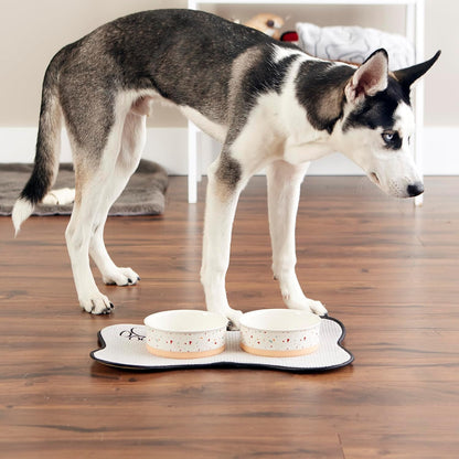 Ceramic Food Bowls, Non-Slip & Dishwasher Safe, Medium Set, 6x2 Terrazzo