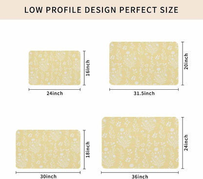 Light Yellow Botanical Door Mat Indoor Outdoor, Spring Summer Chic Wildflowers Non Slip Welcome Mat with Rubber Backing, Absorbent Fabric Front Door Mats Entryway Rug for Home Patio Entrance 16"x24"