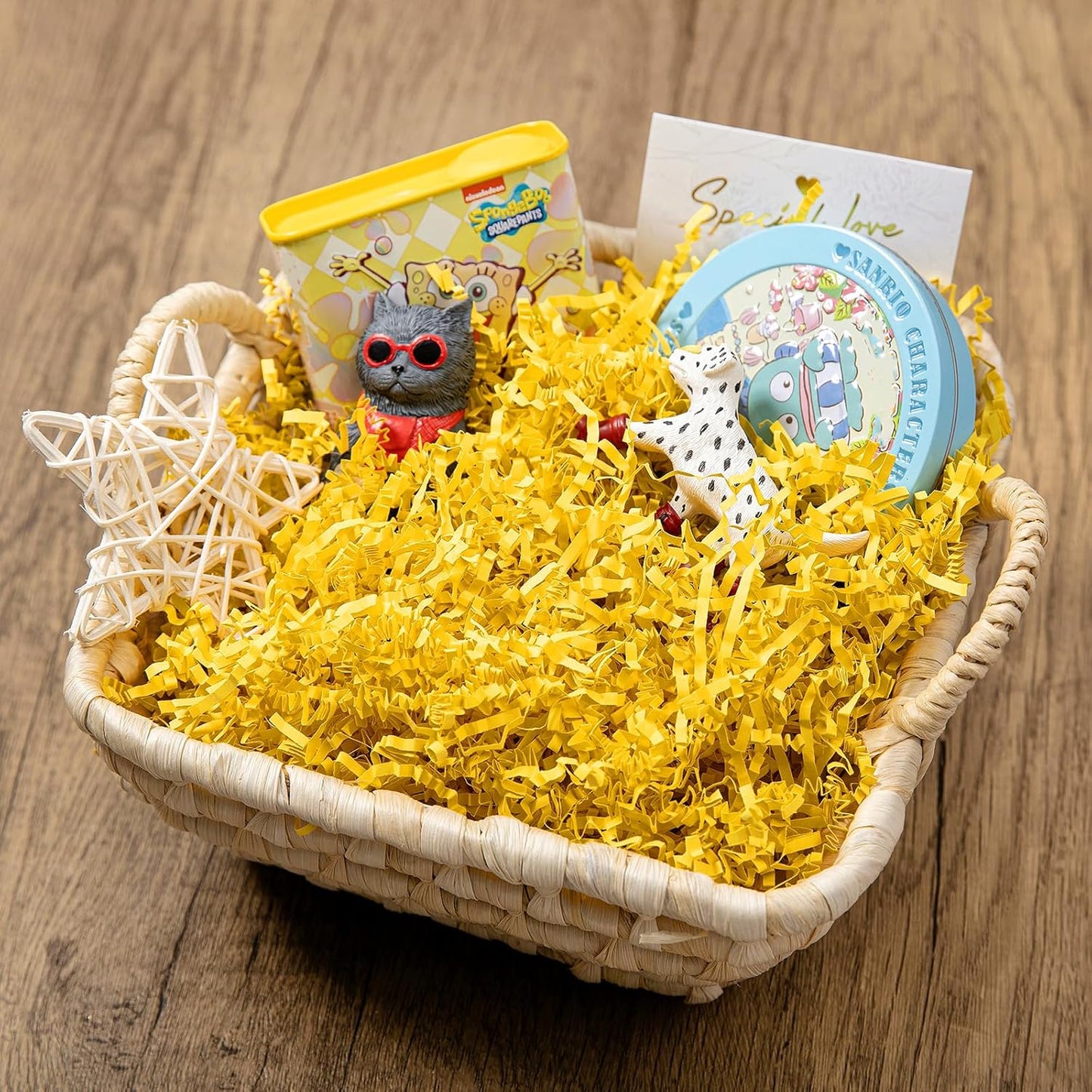 1/2 LB Crinkle Cut Paper Shred Filler Yellow 8 oz Shredded Paper | Crinkle Paper Filler for Gift Box - Gift Basket Bag Filler - Grass Cushion Stuffing for Mother's day, Birthday Gift Wrapping