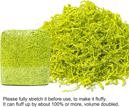 1/2 LB Crinkle Cut Paper Shred Filler Yellow 8 oz Shredded Paper | Crinkle Paper Filler for Gift Box - Gift Basket Bag Filler - Grass Cushion Stuffing for Mother's day, Birthday Gift Wrapping