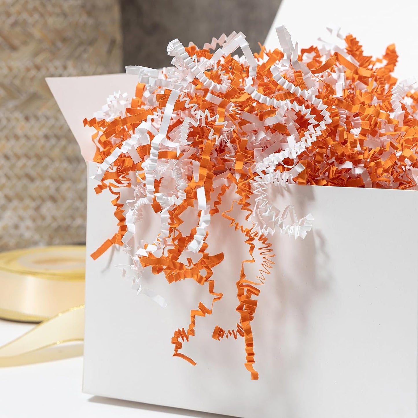 1/2 LB Crinkle Cut Paper Shred Filler Yellow 8 oz Shredded Paper | Crinkle Paper Filler for Gift Box - Gift Basket Bag Filler - Grass Cushion Stuffing for Mother's day, Birthday Gift Wrapping