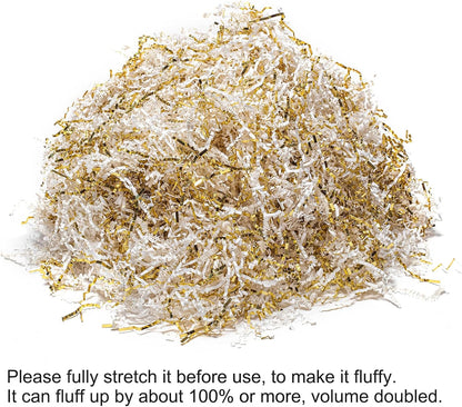 1/2 LB Crinkle Cut Paper Shred Filler Yellow 8 oz Shredded Paper | Crinkle Paper Filler for Gift Box - Gift Basket Bag Filler - Grass Cushion Stuffing for Mother's day, Birthday Gift Wrapping