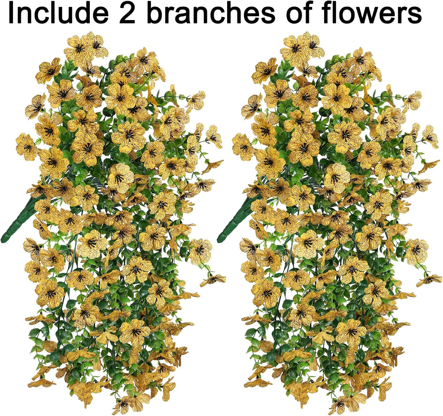 Artificial Hanging Flowers for Outdoors Decoration, 2pcs Fake Daisy with Eucalyptus Leaves for Garden Yard Porch (Yellow)