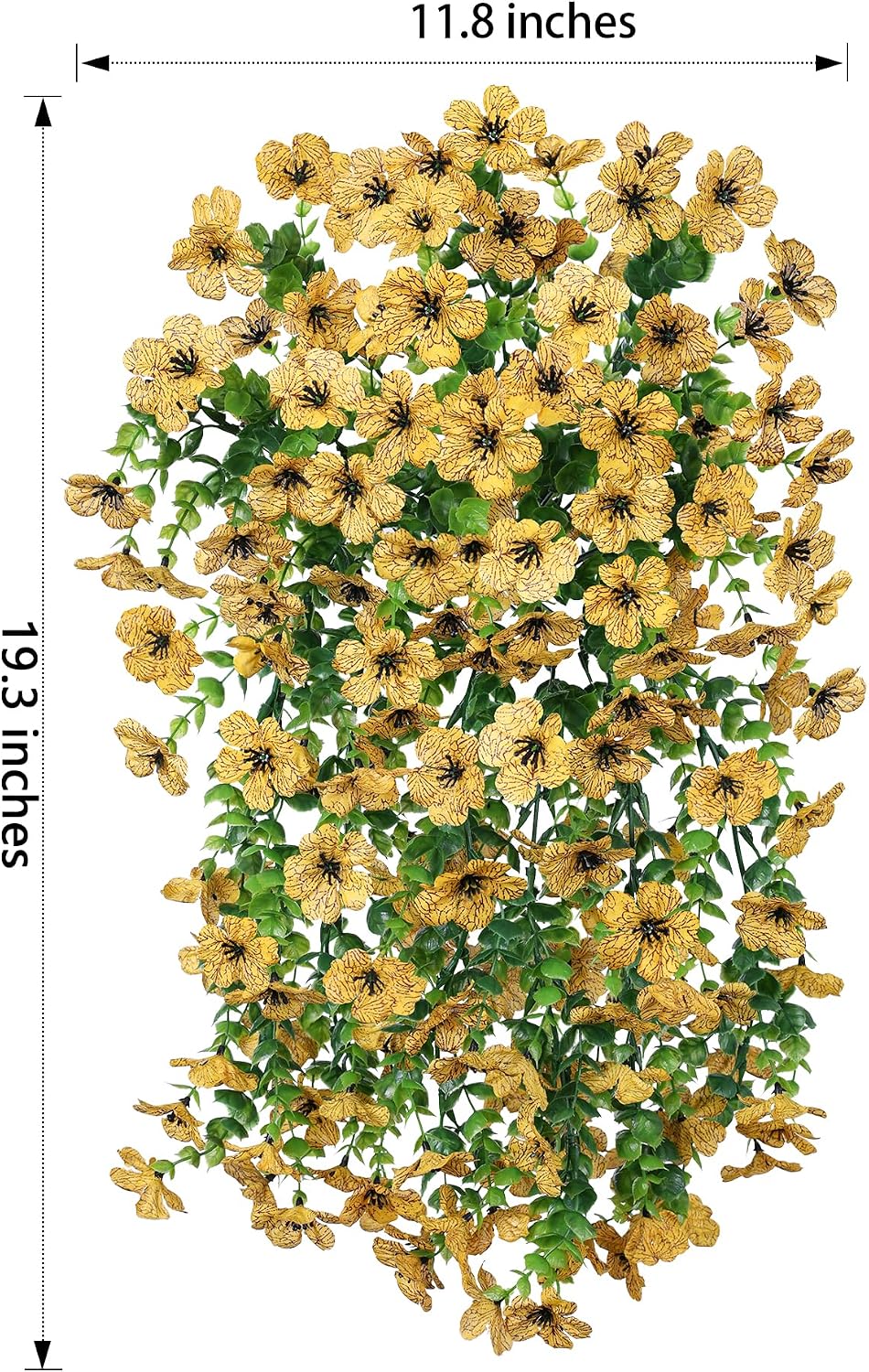 Artificial Hanging Flowers for Outdoors Decoration, 2pcs Fake Daisy with Eucalyptus Leaves for Garden Yard Porch (Yellow)