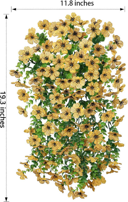 Artificial Hanging Flowers for Outdoors Decoration, 2pcs Fake Daisy with Eucalyptus Leaves for Garden Yard Porch (Yellow)