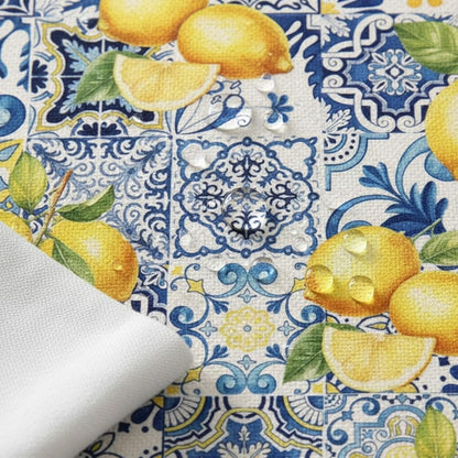 Lemon Table Runner, 13 x 72 inches Blue and Yellow Summer Fruit Kitchen Dining Table Decoration Italian Lemons Table Cover for Indoor Outdoor Home Party Supplies
