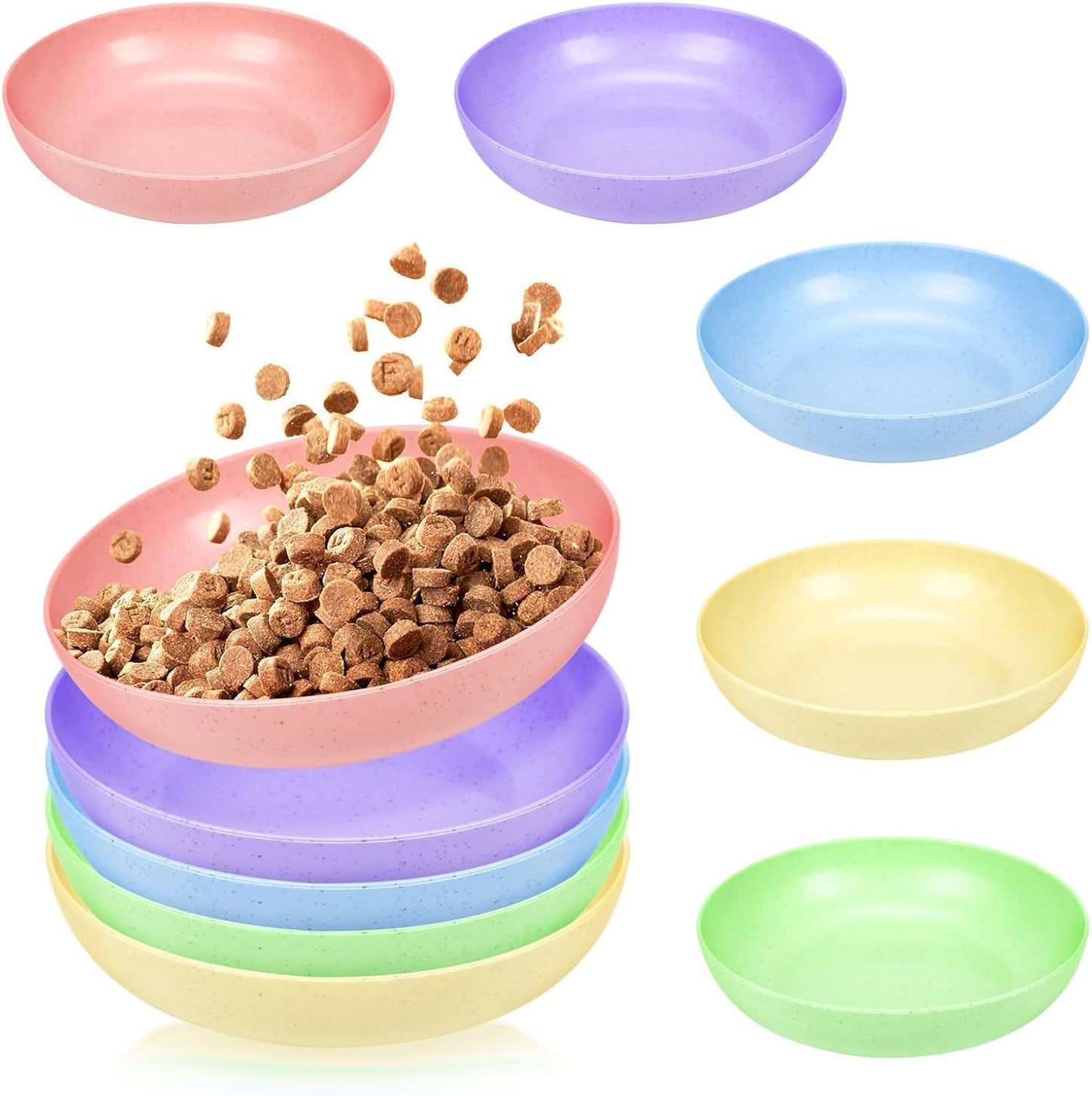 10 Pcs Cat Food Bowl, 5.6 Inch Plastic Shallow Pet Food and Water Dish for Relief Whisker Fatigue, Wide Cat Wet Feeding Bowls, Small Flat Dish for Indoor Outdoor Kittens Dogs | 5.6 Inch Plastic Shallow Pet Food and Water Dish Wide Cat Wet Feeding Bowls,