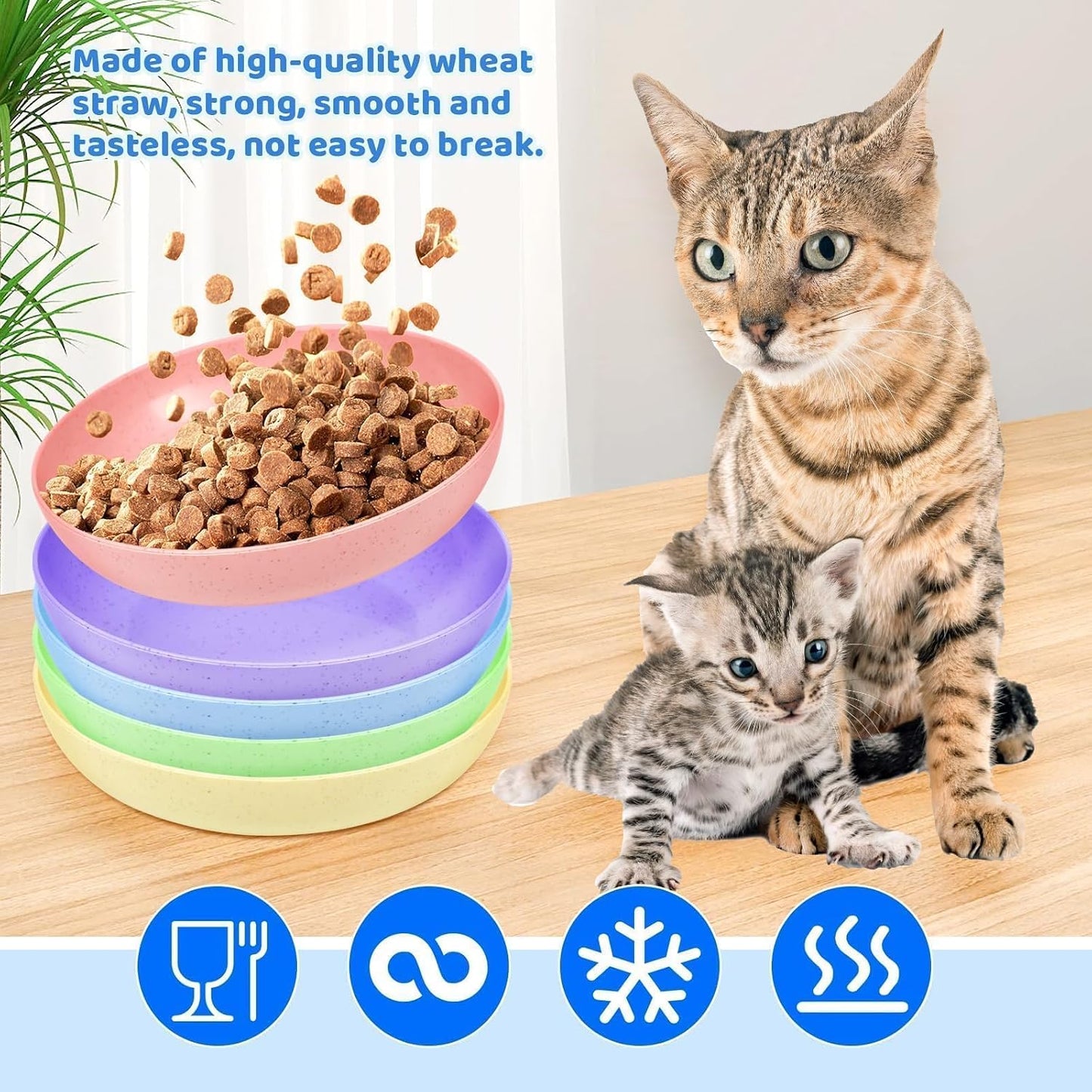 10 Pcs Cat Food Bowl, 5.6 Inch Plastic Shallow Pet Food and Water Dish for Relief Whisker Fatigue, Wide Cat Wet Feeding Bowls, Small Flat Dish for Indoor Outdoor Kittens Dogs | 5.6 Inch Plastic Shallow Pet Food and Water Dish Wide Cat Wet Feeding Bowls,