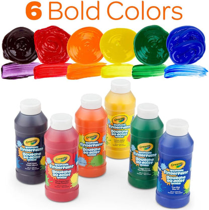 Washable Finger Paints (6ct), Teacher Classroom Must Haves, Toddler Paint Set, Nontoxic Finger Paint for Kids, Arts & Crafts Supplies for Toddlers [Amazon Exclusive]