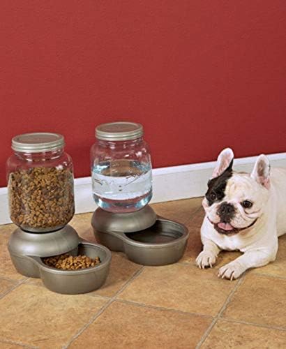 Mason Inspired Replendish Gravity Waterer, Water Dispenser for Dogs and Cats, 1 Gallon Silver, Made in USA