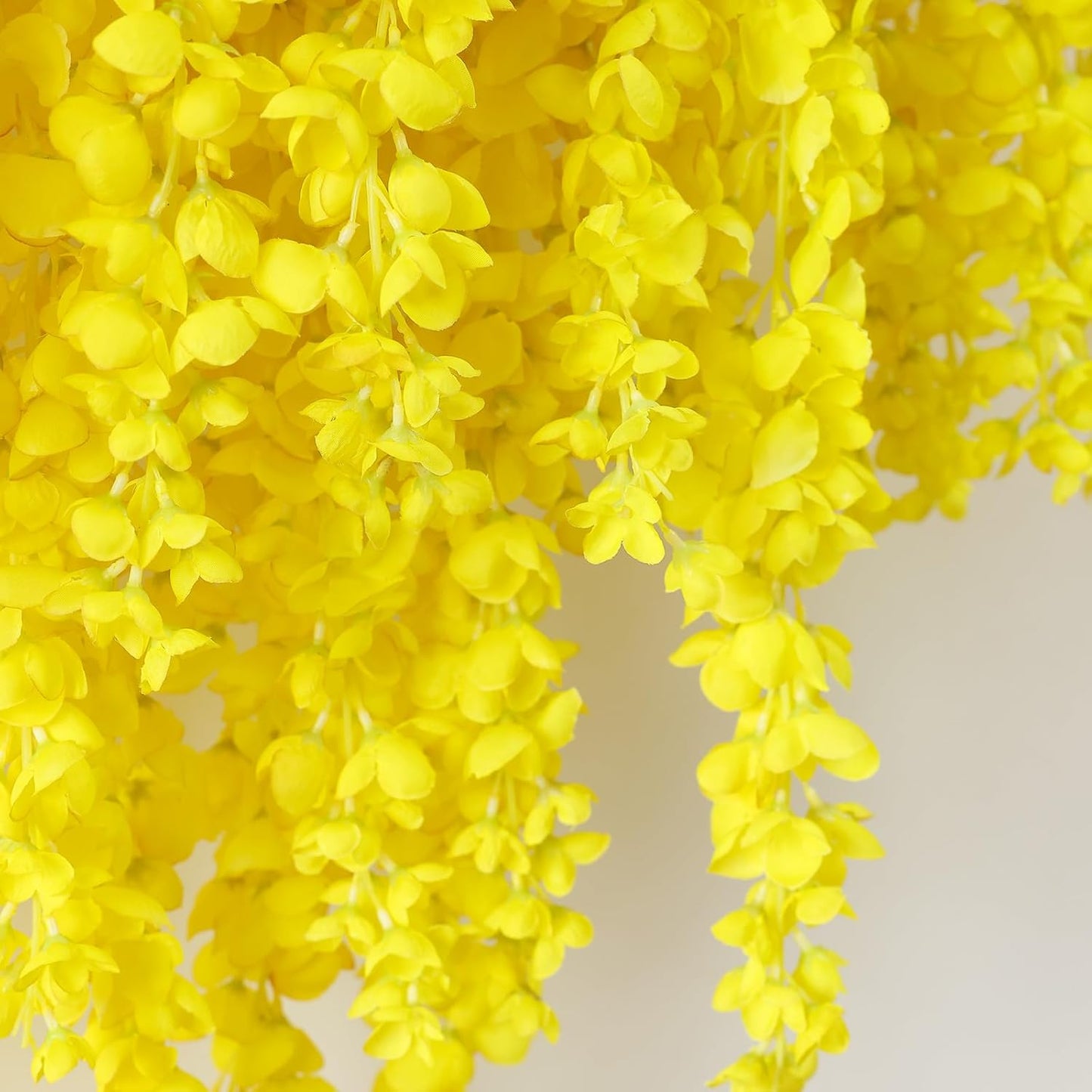 6Pcs Yellow Wisteria Hanging Flowers 48" Silk Wisteria Artificial Flowers Garland Vines Fake Hanging Flowers Decoration for Wedding Flower Wall Backdrop Centerpieces Party Room Decor (Yellow)