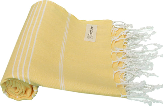 Beach Towels Peshtemal Turkish Towels Anatolia Collection Premium Turkish Beach Towel, 100% Cotton, Large, Quick-Dry, Sand-Free, Lightweight - 37x70 Inches, Yellow
