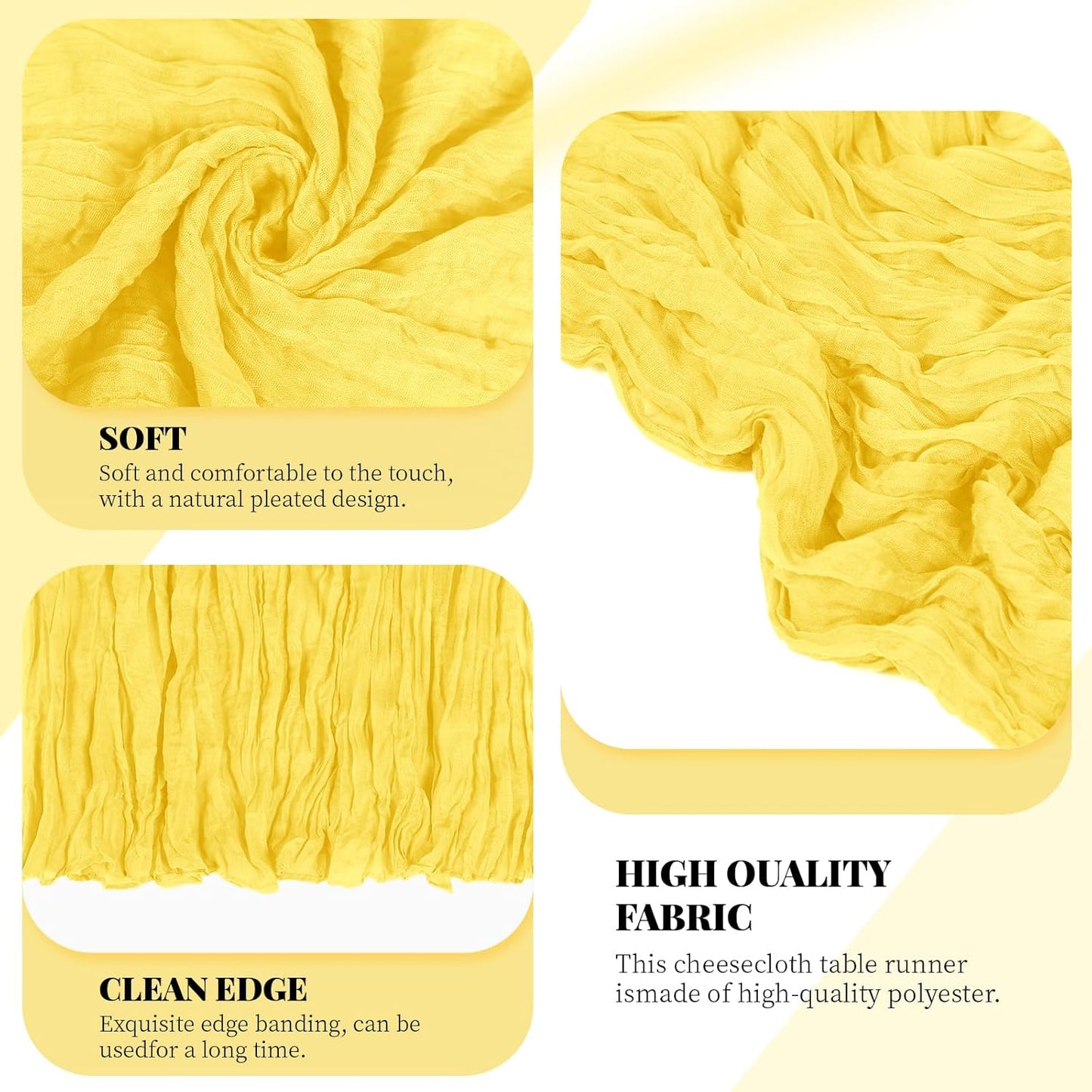 3 Pack Lemon Yellow Cheesecloth Table Runner, 17 x 108 Inch, Gauze Cheese Cloth Table Runner Rustic Sheer Runner for Wedding Birthday Party Baby Shower Table Decor(Lemon Yellow)