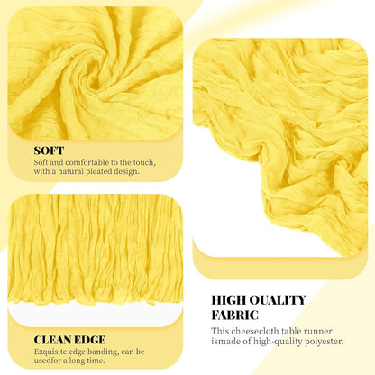 3 Pack Lemon Yellow Cheesecloth Table Runner, 17 x 108 Inch, Gauze Cheese Cloth Table Runner Rustic Sheer Runner for Wedding Birthday Party Baby Shower Table Decor(Lemon Yellow)