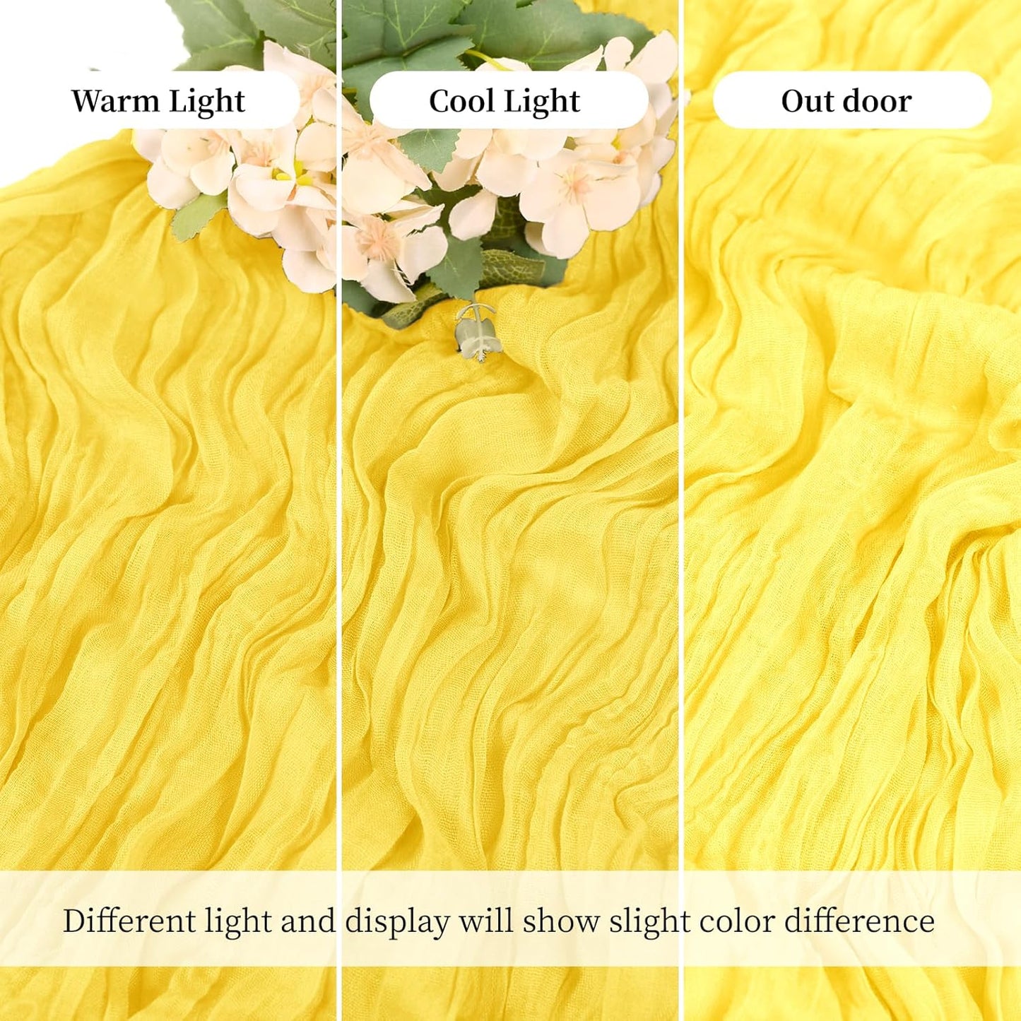 3 Pack Lemon Yellow Cheesecloth Table Runner, 17 x 108 Inch, Gauze Cheese Cloth Table Runner Rustic Sheer Runner for Wedding Birthday Party Baby Shower Table Decor(Lemon Yellow)