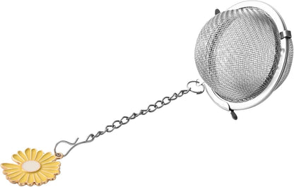 Fox Run Yellow Daisy Tea Infuser Ball, Stainless Steel Mesh Tea Ball for Loose Tea