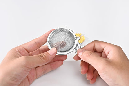 Fox Run Yellow Daisy Tea Infuser Ball, Stainless Steel Mesh Tea Ball for Loose Tea