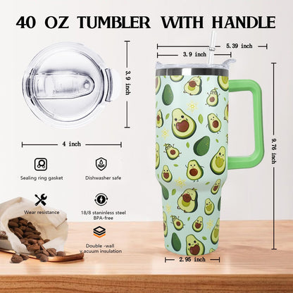 Ceovfoi 40 oz Lemon Print Stainless Steel Tumbler With Lid and Straw - Yellow Coffee Travel Mug Cup Water Bottle - Gifts for Lemon Lovers