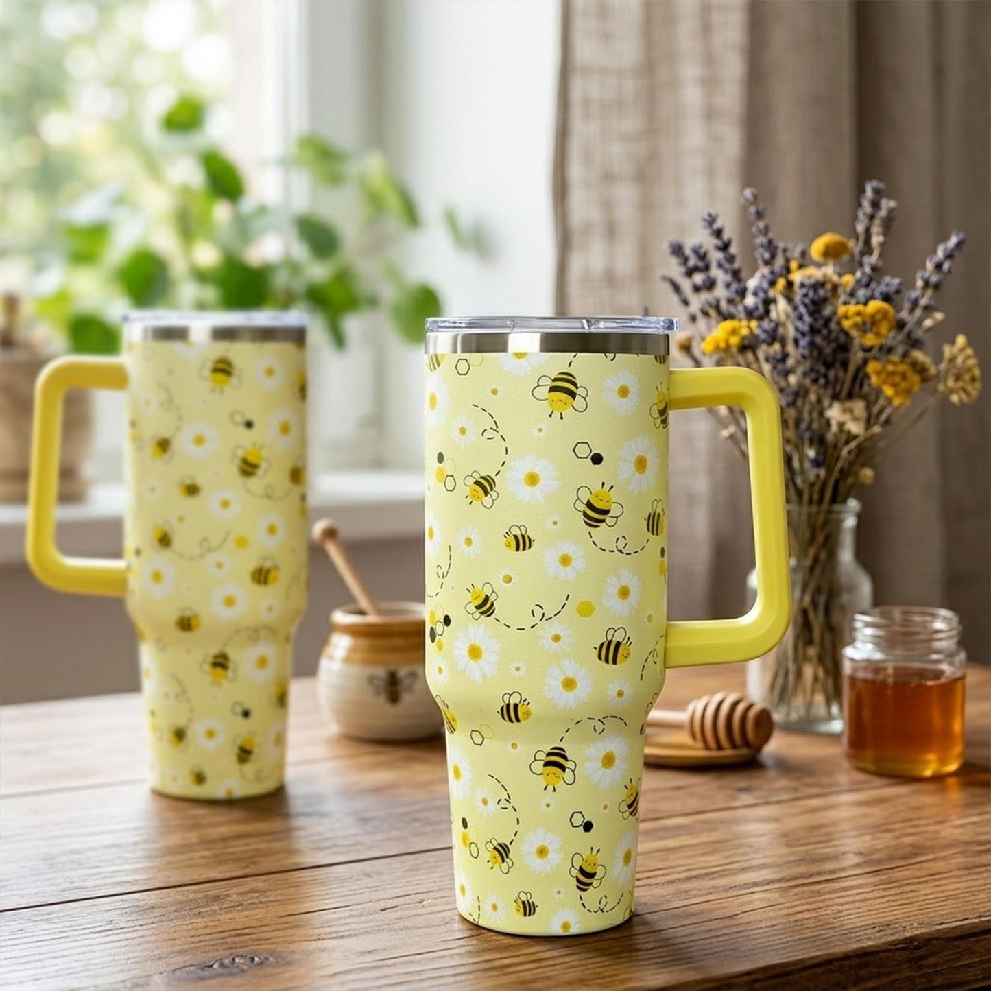 Ceovfoi 40 oz Lemon Print Stainless Steel Tumbler With Lid and Straw - Yellow Coffee Travel Mug Cup Water Bottle - Gifts for Lemon Lovers